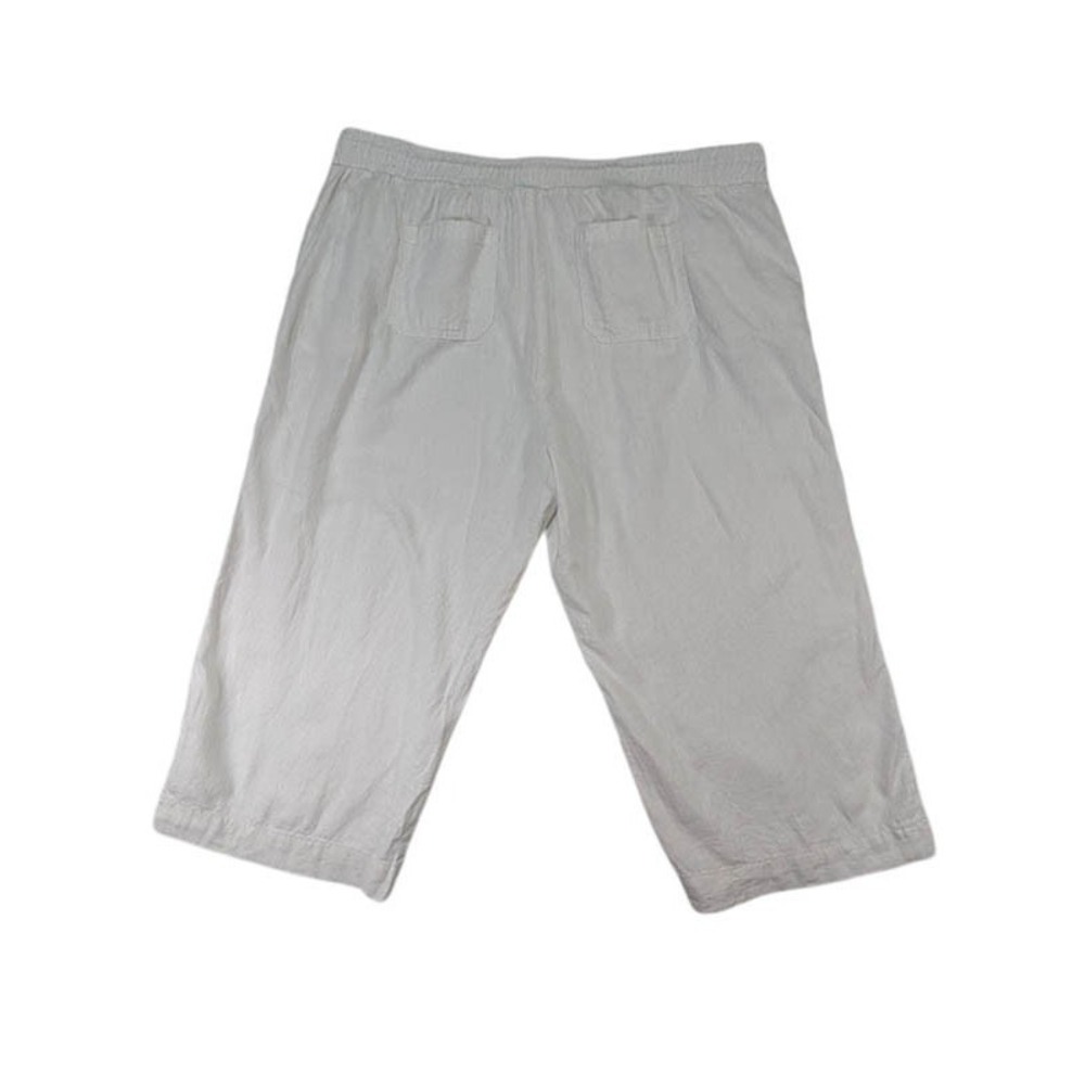 Westbound Woman Linen Capris Womens 2X White Coastal Grandma Resort Wide Leg - Picture 2 of 12
